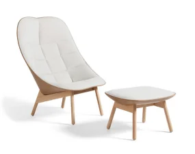 Uchiwa Quilt Armchair & Ottoman, lacquered oak / Mode 009 / Sense Nougat