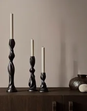 Gale Candle Holder Large, blackened aluminium