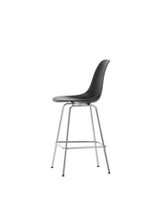 Eames Plastic Counter Stool Low, deep black/chrome