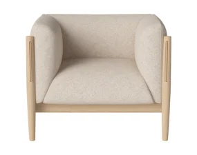 Dive Armchair White Oak, Monza beige/nature leather