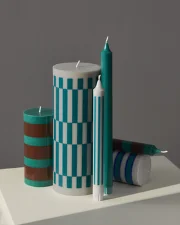 Column Candle Large, light grey and green