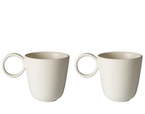 Edge Mug w. Handle, set of 2, ecru stoneware