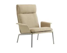 Muno Lounge Chair LN17 High Back w. Arms, Clay 7/dark chrome