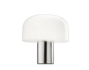 Bellhop Glass T Table Lamp, bright aluminum