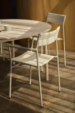 Vev Dining Chair with Armrest, grey beige
