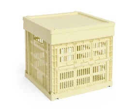 Colour Crate Lid Plastic Cube/Medium Square, light yellow