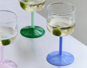 Tint Wine Glass, set of 2, clear and jade light blue