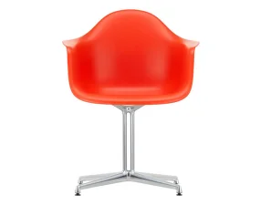 Eames Plastic Armchair DAL, poppy red / polished aluminum