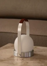 Carrie Portable Lamp Leather Handle, brushed aluminium