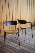 Pavilion AV4 Armchair, black lacquered oak / cognac