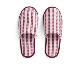 Waffle Slippers, stripe cool pink