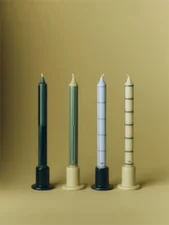 Pattern Candle set of 4, green and silver