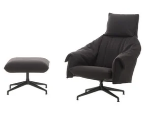 Bascule Lounge Chair Highback & Ottoman, Cento / truffle / black