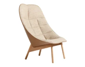 Uchiwa Quilt Armchair & Ottoman, lacquered oak / Bolgheri LGG60 / Sense Nougat