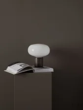 Karl-Johan Table Lamp, smoked oak w. sand opal glass