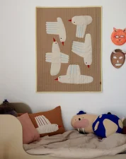 Bird Quilted Blanket, sand