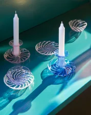 Flare Stripe Candleholder, pink w. white