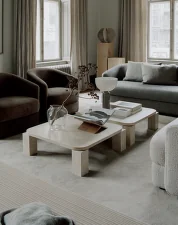 Atlas Coffee Table 82x82, Unfilled Travertine