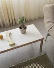 Workshop Coffee Table 120x43, warm grey linoleum / oak
