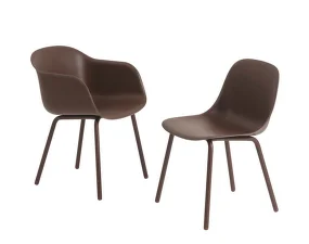 Fiber Outdoor Side Chair, brown red