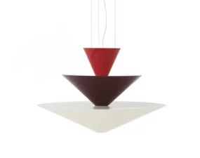 Gio LN14 Chandelier, vermilion red/dark burgundy/ecru white