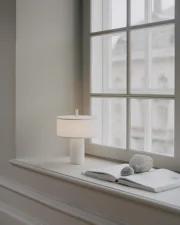 Margin Portable Table Lamp, white canvas