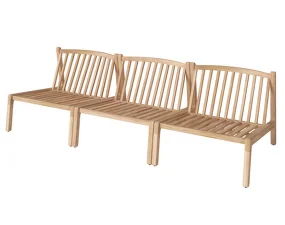 Patio Outdoor Sofa 3 Modules, untreated solid teak