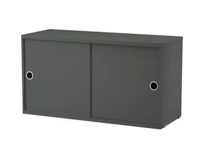 String Cabinet with Sliding Doors 78 x 30, dark grey