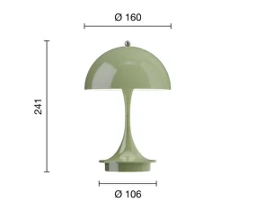 Panthella 160 Portable Lamp V3, opaque moss green