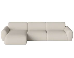 Núvol Sofa 3 Modules With Small Corner and Chaise Longue Left, ivory