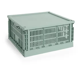 Colour Crate Lid Plastic Large Square, sage green