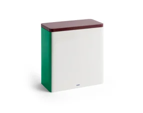 Tin Container X-Large, off-white, burgundy and green