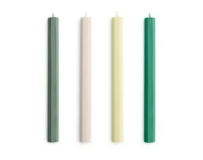 Hexagon Candle, set of 4, greens and whites