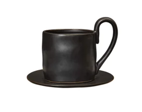 Flow Mug with Saucer, black