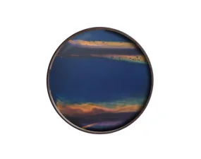 Organic Glass Tray Round S, indigo