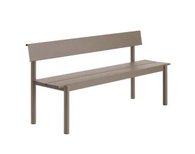 Linear Steel Bench w. Backrest 170 cm, taupe