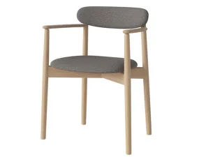 Merge Upholstered Dining Chair with Armrest White Oak, steel grey