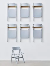 Backflip Chair, cloud blue lacquered beech