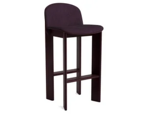 Chisel 35 Bar Stool H75, dark bordeaux lacquered beech / Turf burgundy