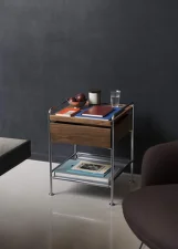 Alima Side Table NDS3, chrome / walnut