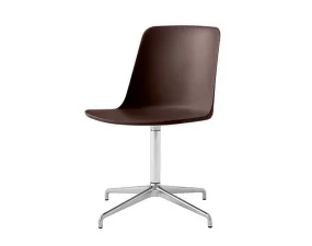 Rely Side Chair HW11, polished aluminium / burnt umber
