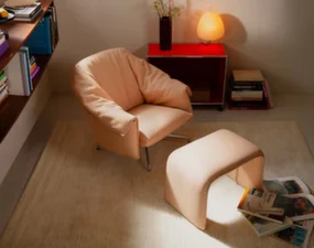 Bascule Lounge Chair Lowback & Bench, Cento / pink mustard