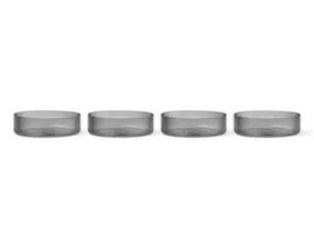 Ripple Serving Bowls Set of 4, smoked grey