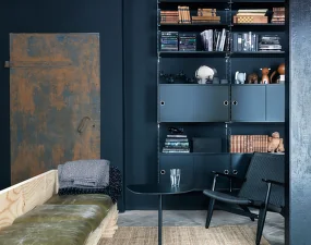 String Cabinet With Sliding Doors 78 x 30, black ash