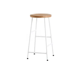 Cornet Bar Stool Low Cream White Steel, oiled oak