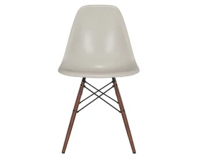 Eames Plastic Side Chair DSW, pebble / dark maple