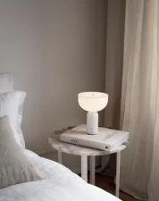Kizu Portable Table Lamp, white marble
