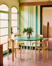 Two-Colour Dining Table Ø105, ivory/green