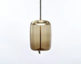 Knot Small Cilindro PC1034 Pendant Lamp, smoke brown / brass