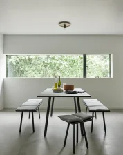 Georg Bench, light grey / black oak